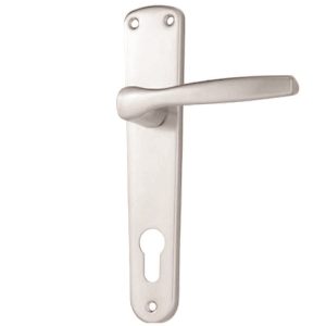 MANIGLIA ALU C/PLACCA ALLUM. ARGENTO FORO YALE